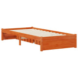 Bed Frame with Drawer with Storage Wax Brown Solid Pine Wood 3423811