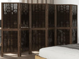 Room Divider 6 Panels Dark Brown Solid Wood Paulownia 358665