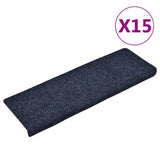 Stair Mats Self-adhesive 15 pcs 65x21x4 cm Blue Rectangular Edge 134566