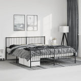 Metal Bed Frame without Mattress with Footboard Black 183x213cm 350887