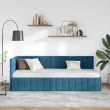 Corner Bed Frame with Headboard Blue 80 cm x 200 cm Velvet 42016367
