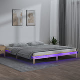 LED Bed Frame without Mattress 120x190 cm Small Double Small Double Solid Wood 820641