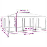 Party Tent with 10 Mesh Sidewalls Blue 6x4 m HDPE 4010067