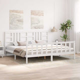 Bed Frame without Mattress White 200x200 cm Solid Wood Pine 3191992
