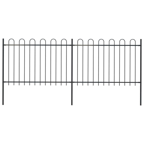 ZNTS Garden Fence with Hoop Top Steel 3.4x1.2 m Black 277666