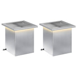 Garden Planter with LED 2 pcs Silver 30 x 30 x 30 cm 8008067