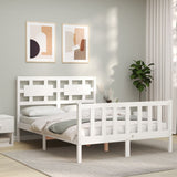 Bed Frame without Mattress White Small Double Solid Wood Pine 3192527