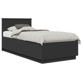 Bed Frame with Headboard Black 90 x 190 cm Engineered Wood 3408111