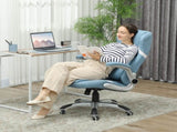 Linen-Look Office Chair, with Adjustable Height and Tension - Blue T3398P377459