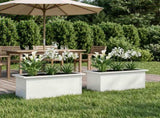 Garden Planter with LED 2 pcs White 30 x 60 x 30 cm Steel 8008087