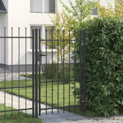 Fence Gate Grey 100 x 150 cm Powder coated steel 42008881