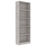 5-Tier Book Cabinet Concrete Grey 60x24x175 cm Engineered Wood 800886