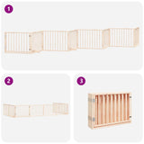 Dog Gate with Door Foldable 8 Panels 640 cm Poplar Wood 3155554