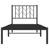 Metal Bed Frame without Mattress with Headboard Black 80x200cm 374428