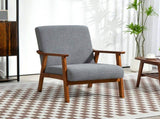 Armchair with Wide Seat, Boucle Accent Chair, Thick Padded Occasional Chair with Solid Wood Frame T3398P329454