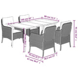 5 Piece Garden Dining Set with Cushions Brown Poly Rattan 3211937