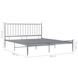 Bed Frame without Mattress Grey Metal 200x200 cm 325029