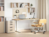 Desk with Storage White and Natural 120 x 60 cm Solid Oak Wood 3426545