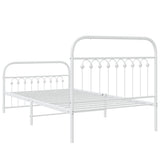 Metal Bed Frame without Mattress with Footboard White 100x200cm 376662
