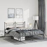 Metal Bed Frame without Mattress with Footboard Black 135x190cm 353554