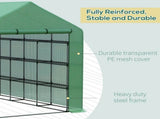 Walk-in Greenhouse with 4 Tier 24 Shelves, Portable Grow House with Roll-up Zipped Door, 244 x 180 x T3398P315886