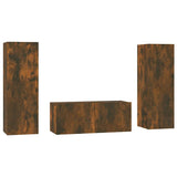 3 Piece TV Cabinet Set Smoked Oak Engineered Wood 3120233