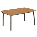 Dining Set Grey, Natural Solid Acacia Wood, PE Rattan, Steel Large 3072493