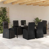 Garden Dining Set with Cushion 7 pcs Black Poly Rattan 3379532