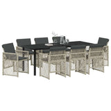 Garden Dining Set 9 pcs Light Grey Poly Rattan 3380640