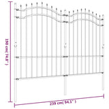 Garden Fence with Spear Top Black 239x150 cm Powder-coated Steel 151082