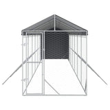 Outdoor Dog Kennel with Roof Silver 2x14x2.5 m Galvanised Steel 3190493