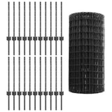 Welded Wire Fence 50 x 0.6 m PVC-Coated Steel Grey Mesh 3336120