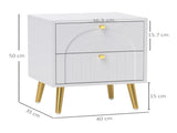2-Drawer Bedside Table Set of 2 - White T3398P342238