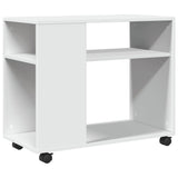 Side Table with Wheels White 70x35x60 cm Engineered Wood 853146