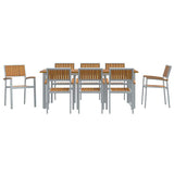 Garden Dining Set 9 pcs Grey and brown 200 x 90 x 75 cm 3284358