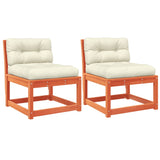 Garden Sofas with Cushions 2pcs Wax Brown Solid Wood Pine 844706