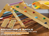 Toddler Climbing Frame for Kids, with Ramp, 3-in-1 Wooden Pikler Triangle Set for 18-48 Months, T3398P379002