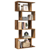 Room Divider Bookcase 5-Tier Old Wood 70x24x161 cm Engineered Wood 858100