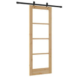 Sliding Door Natural 73.5 x 198.5 cm Solid Pine Wood and Glass 3332267