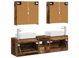 Bathroom Furniture Set 5 pcs Old Wood Engineered Wood and Glass 3406853