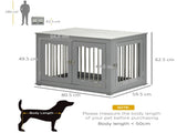 Dog Crate End Table Furniture Style Dog Cage w/ Three Doors, Locks and Latches - Grey T3398P376391
