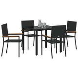 Garden Dining Set 5 pcs Black Poly Rattan 3365387