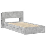 Bed Frame with Storage with Drawer Concrete Grey 75 x 190 cm 3433527