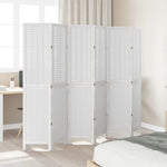 Room Divider 6 Panels White Solid Wood Paulownia 358730