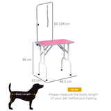 32" Foldable Dog Grooming Table Pet Drying Beauty Table Adjustable Fixed Arm Rubber Top, Pink T3398P376423