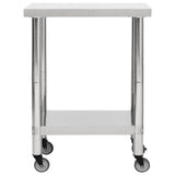 Kitchen Work Table with Wheels 80x30x85 cm Stainless Steel 51634