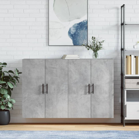 Wall Mounted Cabinets 2 pcs Concrete Grey 69.5x34x90 cm 3195647