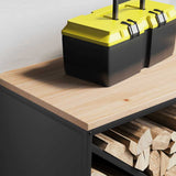 Firewood Rack with Wooden Top Black 100.5x35.5x40 cm 864255