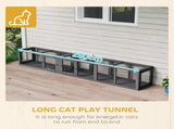 Cat Tunnel, 250cm Extra Long Wooden Cat Play Tunnel with 8 Doors, L-shape/Rectangle, Outdoor Cat T3398P553479