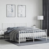 Metal Bed Frame without Mattress with Footboard White 160x200cm 374507
